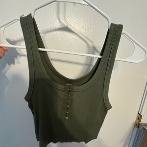 Aerie Forest Green Ribbed Tank Top